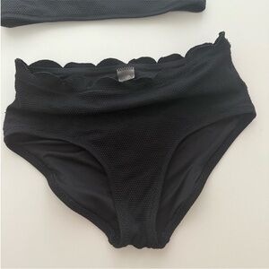 Girl's Black Scalloped Bikini Bottoms
